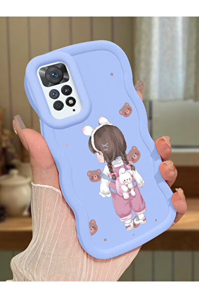 Hontinga Redmi Note 11 Pro 5G Uyumlu Darbeye Dayanıklı Basit Mavi Silikon Tel...