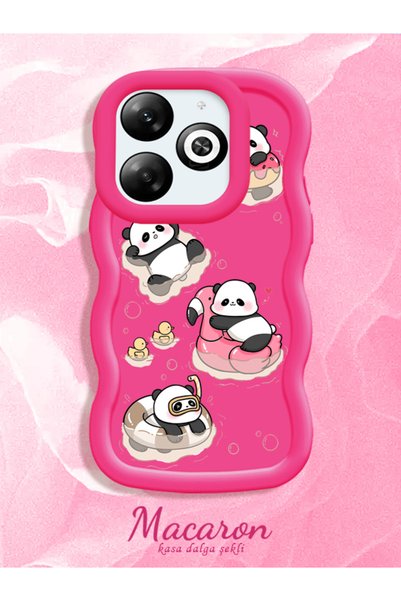 CHICASELUX Simple Red Silicone Phone Case Panda Pattern Shockproof Compatible...