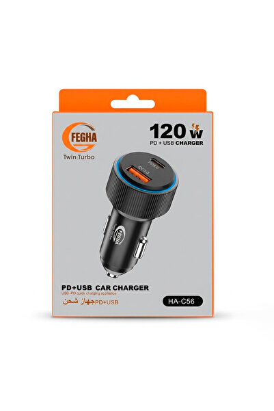 pixetechsa شاحن سيارة سريع 120W PD + USB (منفذين)