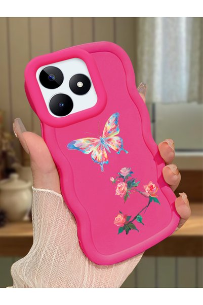 Hontinga Realme Note 50 Compatible Shockproof Simple Red Silicone Phone Case ...