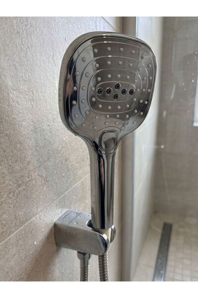 oabhome Onkos Düğmeli Foksiyonlu Hortumsuz Duş Başlığı Paslanmaz Kromaj Malze...
