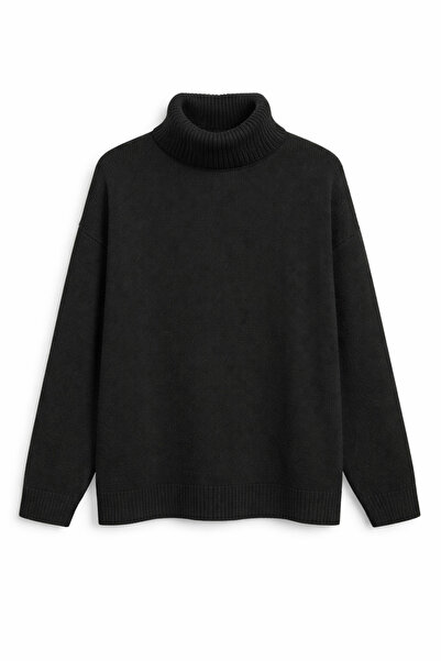 Mixray 6907 Γυναικείο πλεκτό πουλόβερ με λεπτομέρειες από ύφασμα φιτίλ, μαύρο