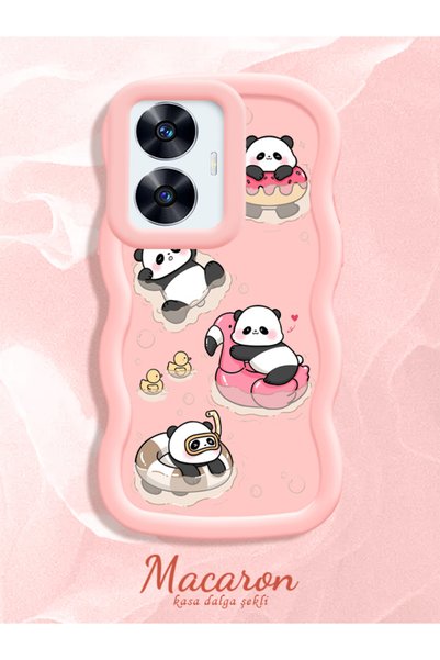 CHICASELUX Simple Pink Silicone Phone Case Panda Pattern Compatible with Real...