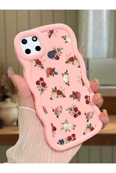 Hontinga Realme C21Y Compatible Shockproof Simple Pink Silicone Phone Case Co...