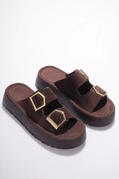 Zerenyus Santiago Premium Women's Brown Daily Buckle Summer Slippers