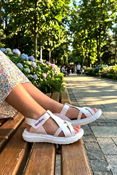 Kidx Sweetgirl Ultra Hafif Anatomik Kız Çocuk Sandalet Gümüş