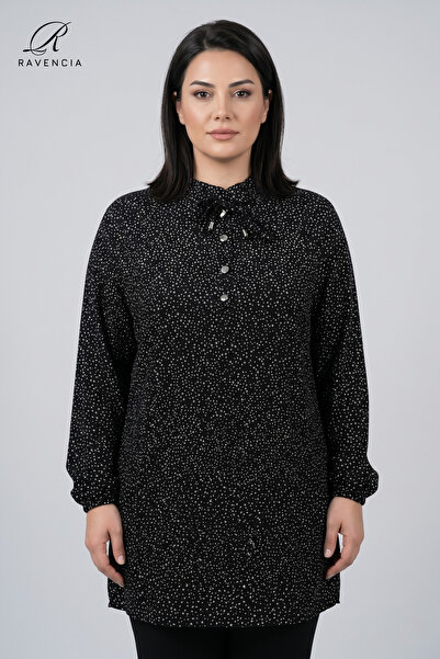 Ravencia Γυναικείο ένδυμα με γεωμετρικό σχέδιο λάμψης, κορδόνια, γιακά και κο...