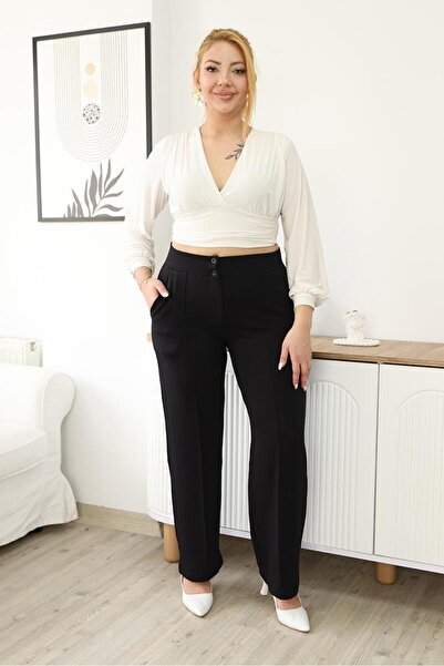 Siyezen Παντελόνι Lycra μεγάλου μεγέθους με λεπτομέρεια από ύφασμα στο μπροστ...