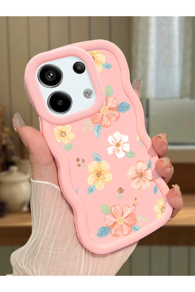 Hontinga Redmi Note 13 Pro 5G Uyumlu Darbeye Dayanıklı Basit Pembe Silikon Te...