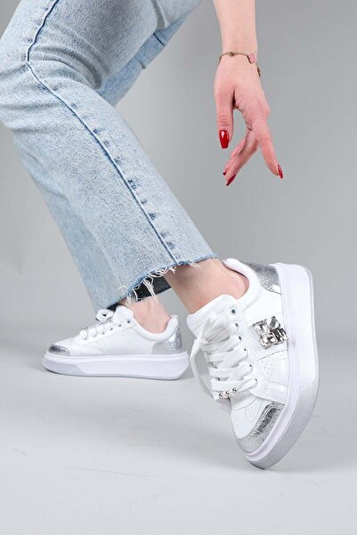 Birikon VINAY Αθλητικά Παπούτσια με Πέτρινα Αξεσουάρ ΛΕΥΚΟ