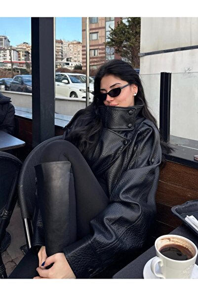 Ekim Store Δερμάτινο μπουφάν με όρθιο γιακά και εξαιρετικά απαλό σχέδιο