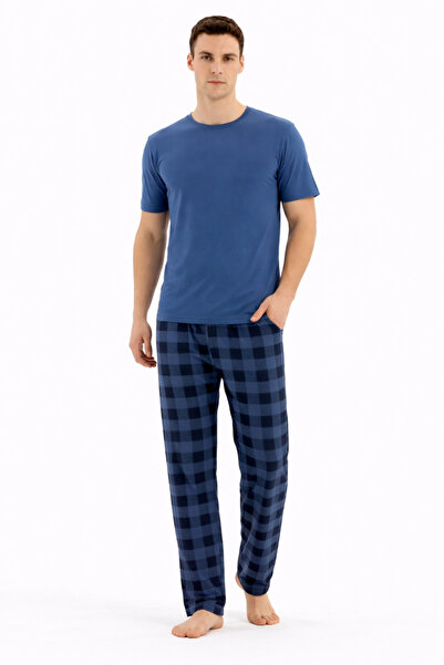 YUYİ KLY ΑΝΔΡΙΚΟ ΣΕΤ ΠΙΤΖΑΜΑΣ ΑΠΟ ΒΑΜΒΑΚΙ ΜΟΝΤΑΛ, ΚΟΝΤΟΜΑΝΙΚΟ, ΚΑΡΟ ΣΧΕΔΙΟ, Μ...