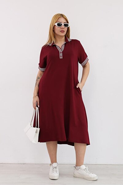 Siyezen Φόρεμα μεγάλου μεγέθους με λεπτομέρεια στον γιακά τύπου πόλο και λεπτ...