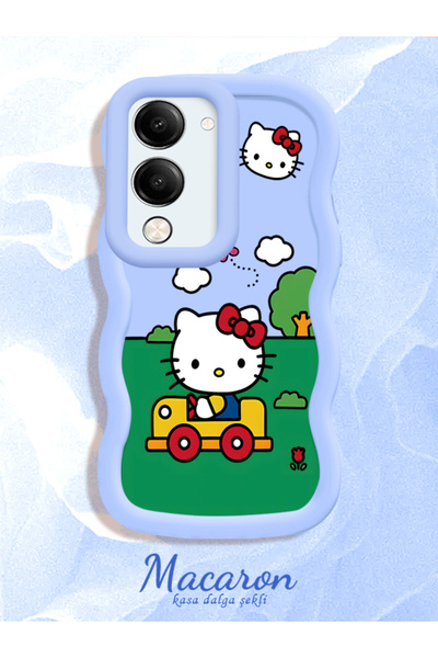 CHICASELUX Simple Blue Silicone Phone Case Hello Kitty Pattern Compatible wit...