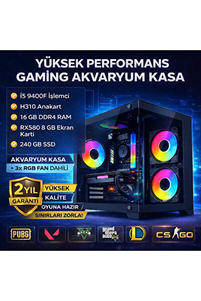 DARYUN Gaming Oyuncu Bilgisayarı i5 9400F 16GB RAM 240GB SSD RX580 8 GB | Haz...