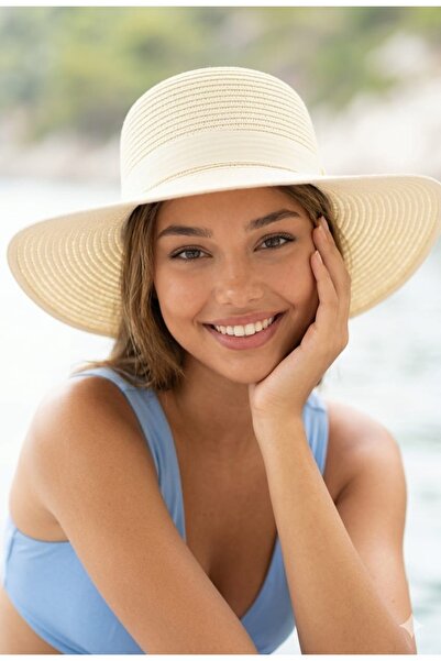 LAGRANZE Γυναικείο ψάθινο καπέλο Pure Riviera με φαρδύ γείσο, φυσικό τόνο, μί...