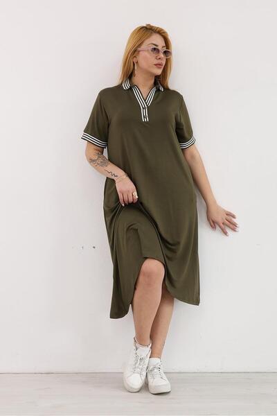 Siyezen Φόρεμα μεγάλου μεγέθους με λεπτομέρεια στον γιακά τύπου πόλο και λεπτ...