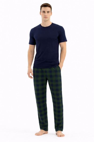 YUYİ KLY ΑΝΔΡΙΚΟ ΣΕΤ ΠΙΤΖΑΜΑΣ ΑΠΟ ΒΑΜΒΑΚΙ ΜΟΝΤΑΛ, ΚΟΝΤΟΜΑΝΙΚΟ, ΚΑΡΟ ΣΧΕΔΙΟ, Μ...