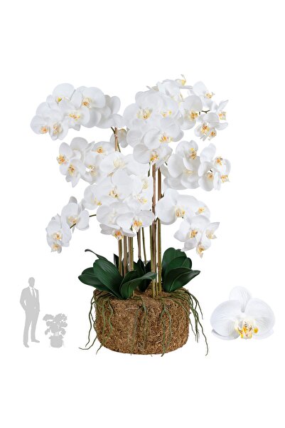 Roberto Rossi Orhidee artificiala alba cu aspect H80 cm cu 9 tulpini
