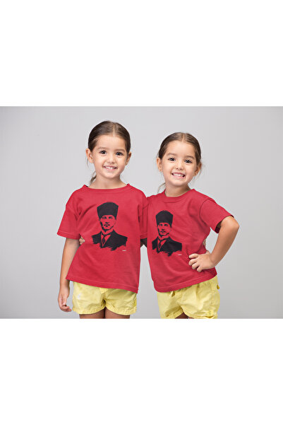 MG Mustafa Kemal Atatürk Printed Circular Neck Cotton Oversize Kids Short Sle...