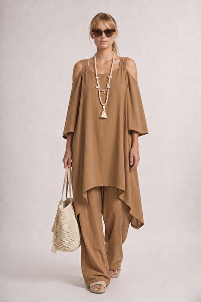 By Yaren Yazıcı Γυναικείο Φόρεμα Παραλίας & Κιμονό & Καφτάν σε Αμμομπεζί Χρώμ...