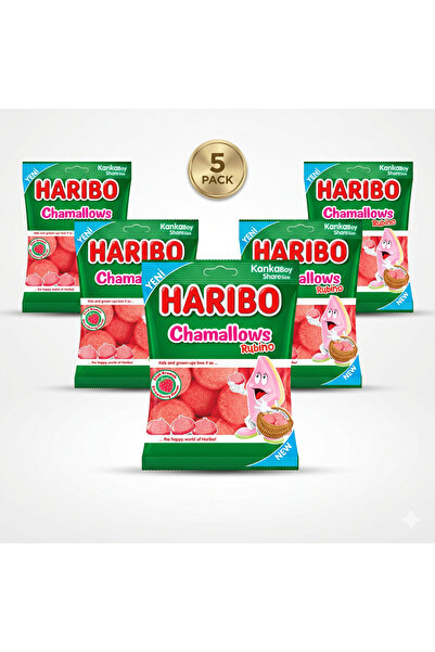 Haribo Τσίχλα Φράουλα-Μάρσμελοου - Πολυσυσκευασία (5x70γρ)