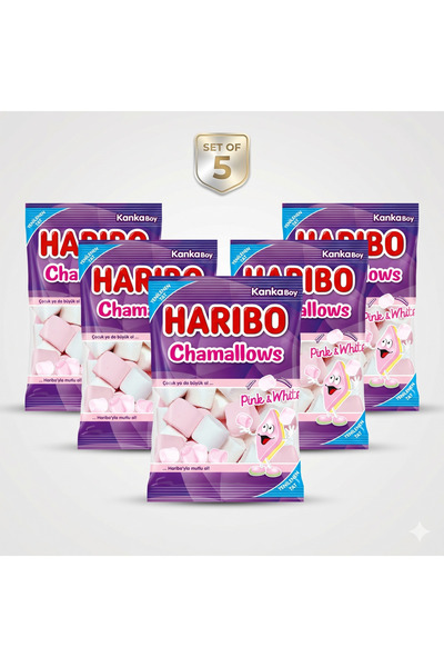 Haribo Τσαμάλοους Ροζ & Λευκό Τσίχλα - Πολυσυσκευασία (5x70γρ)