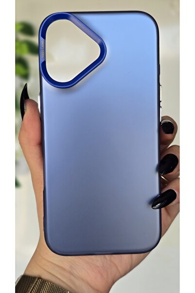 Magic Ring Iphone 16 Uyumlu Mavi Renk Geçişli Mat Silikon Kılıf Kamera Çerçev...