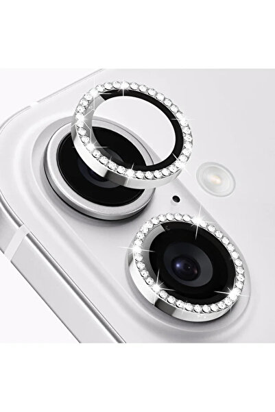 MELIFLIO iPhone 16 ve 16 Plus Uyumlu Taşlı Kamera Lens Koruyucu Tamperli Cam-...
