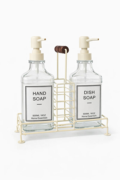 Tuppee 2-Piece Glass Kitchen Soap Dispenser with Stand, Countertop Organizer,...