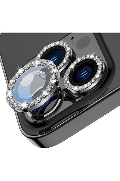 MELIFLIO iPhone 14 Pro-14 Pro Max Uyumlu Taşlı Kamera Lens Koruyucu Tamperli ...
