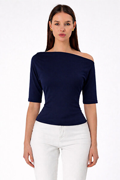 COMBİNE MİCHAİL Γυναικεία κοντομάνικη μπλούζα σε μπλε ναυτικό χρώμα, που φορι...