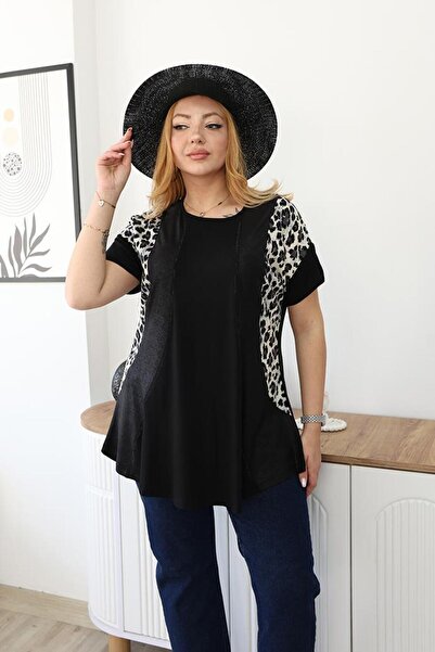 Siyezen Μπλούζα Leopard Tunik σε γραμμή Α, μεγάλου μεγέθους