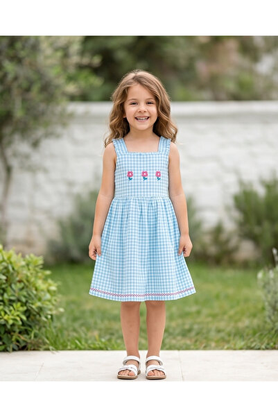 LCW STEPS Square Collar Flowers Girls' Dress (Use the Size Chart for Ordering)