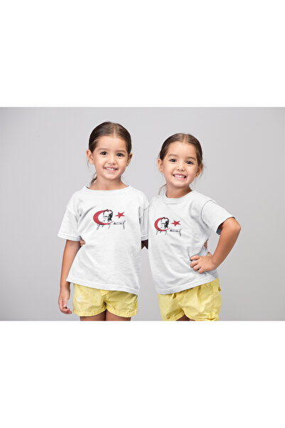 MG K.Atatürk Printed Circular Neck Cotton Oversize Fit Unisex Children's Shor...