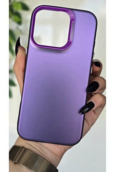 Magic Ring iPhone 16 PRO Uyumlu Mor Renk Geçişli Mat Silikon Kılıf Kamera Çer...