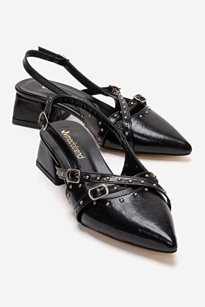 CCWAY AYAKKABI Γυναικεία πέδιλα με τακούνι, ανοιχτή πλάτη, μυτερή μύτη και λο...