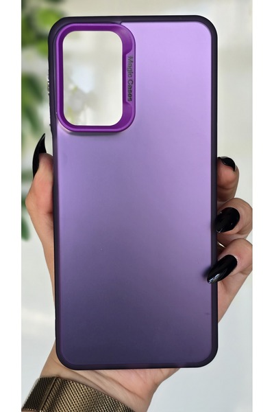 Magic Ring Samsung Galaxy A23 Uyumlu Mor Renk Geçişli Mat Silikon Kılıf Kamer...