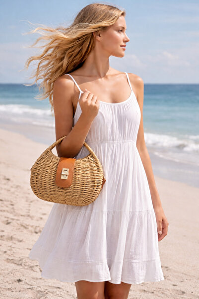 Ventus Imported Straw Handbag Mink