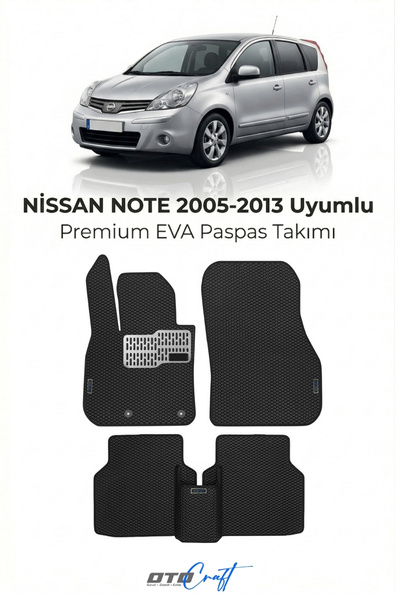 OTOCRAFT Nissan Note (2005-2013) Araca Özel 3D Havuzlu Eva Paspas Tam Set 5 P...
