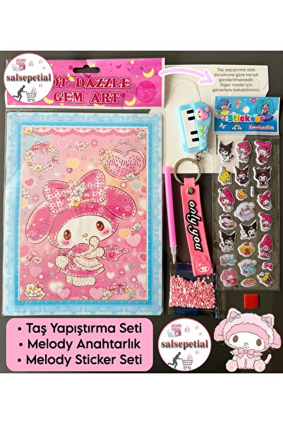 Salsepetial My Melody Boncuklu Taşlı Pano Mozaik Elmas Boyama Seti Melody Ana...