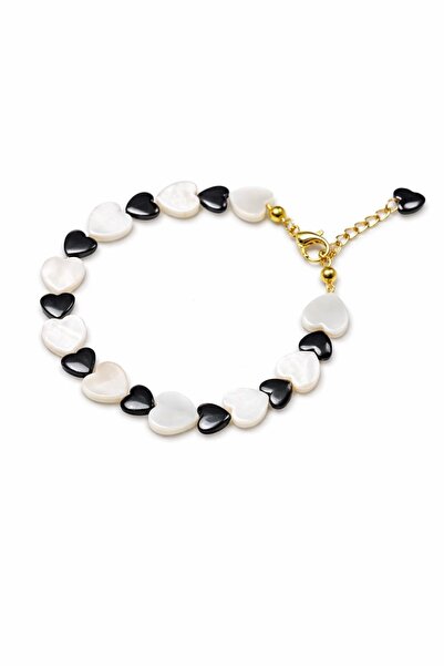 Agatella Tasarım Heart & Hematite Stone Bracelet – Stylish Women's Bracelet w...