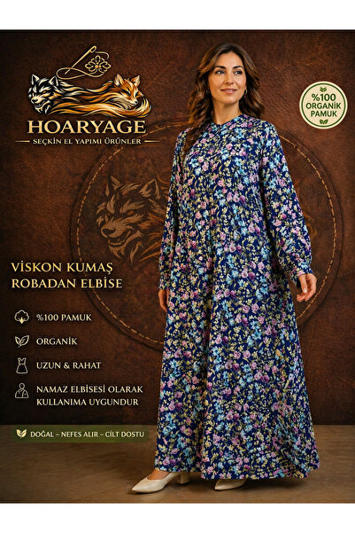 hoaryage Φόρεμα από βισκόζη με μακριά μανίκια, άνετη εφαρμογή, υπερμεγέθη, χα...