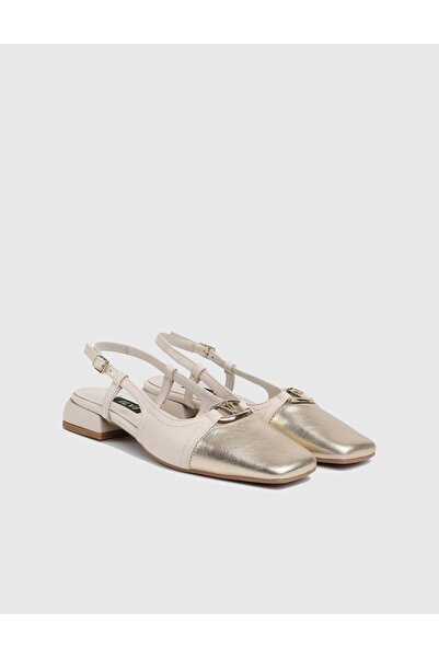 İLVİ Γυναικεία πέδιλα με τακούνι σε χρυσό χρώμα από γνήσιο δέρμα Fion