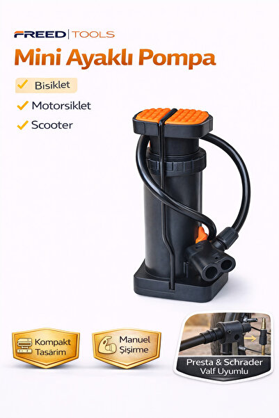 FREED TOOLS 17cm Bisiklet Pompa Lastik Şişirme Pompası Oto Motor Bisiklet Top...
