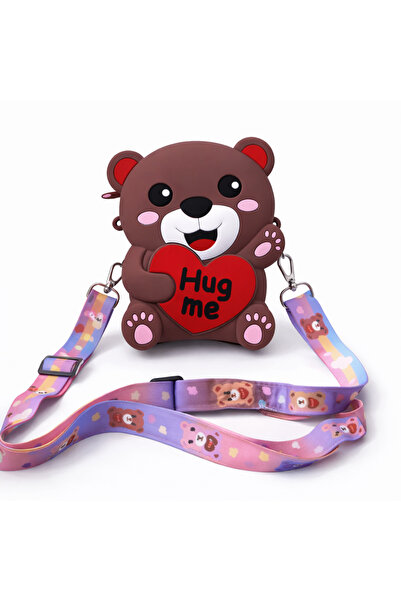 synshop Μίνι τσάντα χιαστί σιλικόνης για κορίτσια και αγόρια με αρκουδάκι, τσ...