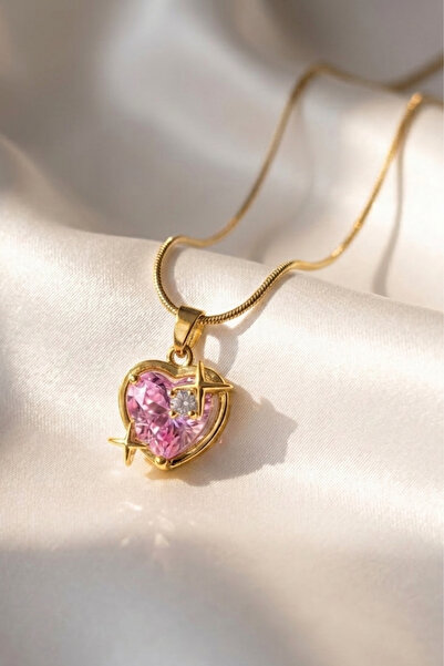 Elifsu Jewelry تصميم قلادة ستارجيرل على شكل قلب من الزركون والفولاذ