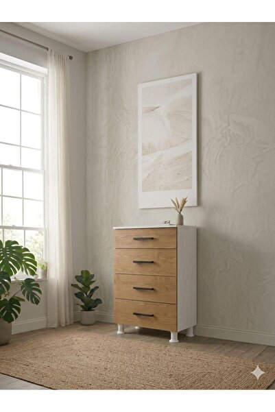 artı dizayn mobilya 45x80 Cm 4 ÇEKMECELİ ŞİFONYER, RAY DOLAP ANTRASİT- ATLANT...
