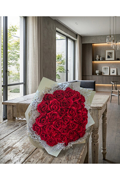 Boutique Bellaria Buchet 33 Trandafiri din Satin de Lux | Handmade | Aranjame...
