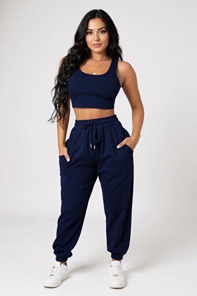 R ROCKBLACK Γυναικείο Σετ Φούτερ Τζόγκερ σε Σκούρο Μπλε με Τσέπες και Μπλούζα...